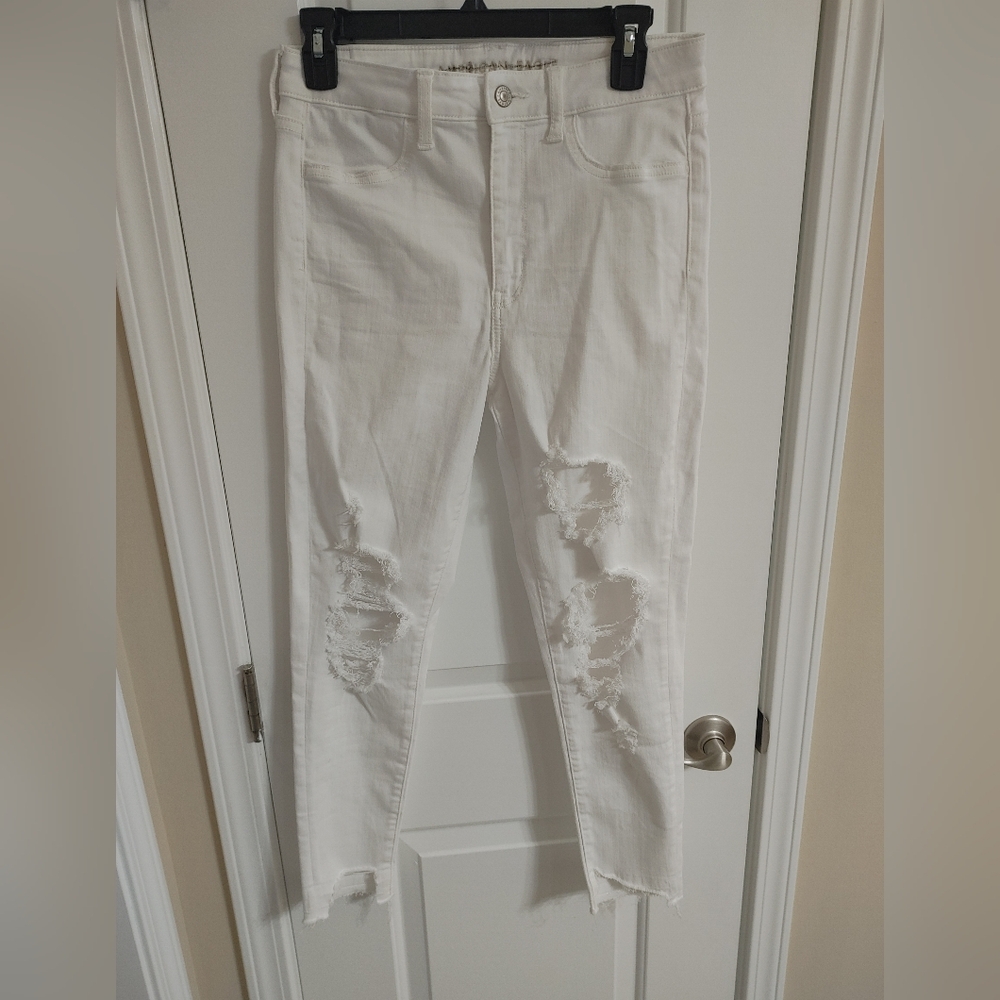 Women's White Distressed Jeans